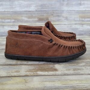 Staheekum Women's Trapper Flannel Suede Moccasin Slipper Size 6 - Wheat Brown